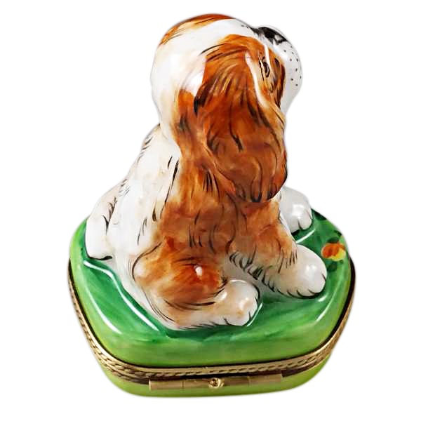 King Charles Spaniel Limoges Porcelain Figurine - Hand-Painted Collectible Dog Statue for Home Decor, Gift & Display