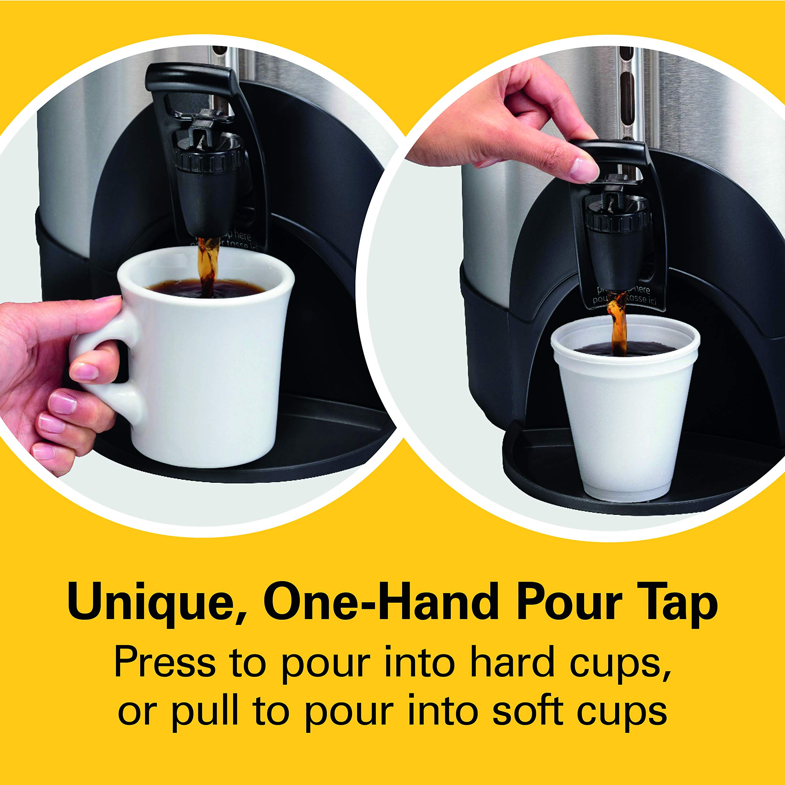 Hamilton Beach HCU100S Commercial 100-Cup Stainless Steel Coffee Urn - Double Wall Insulation, 120V Electric Coffee Maker - Perfect for Large Gatherings, Offices & Catering Events