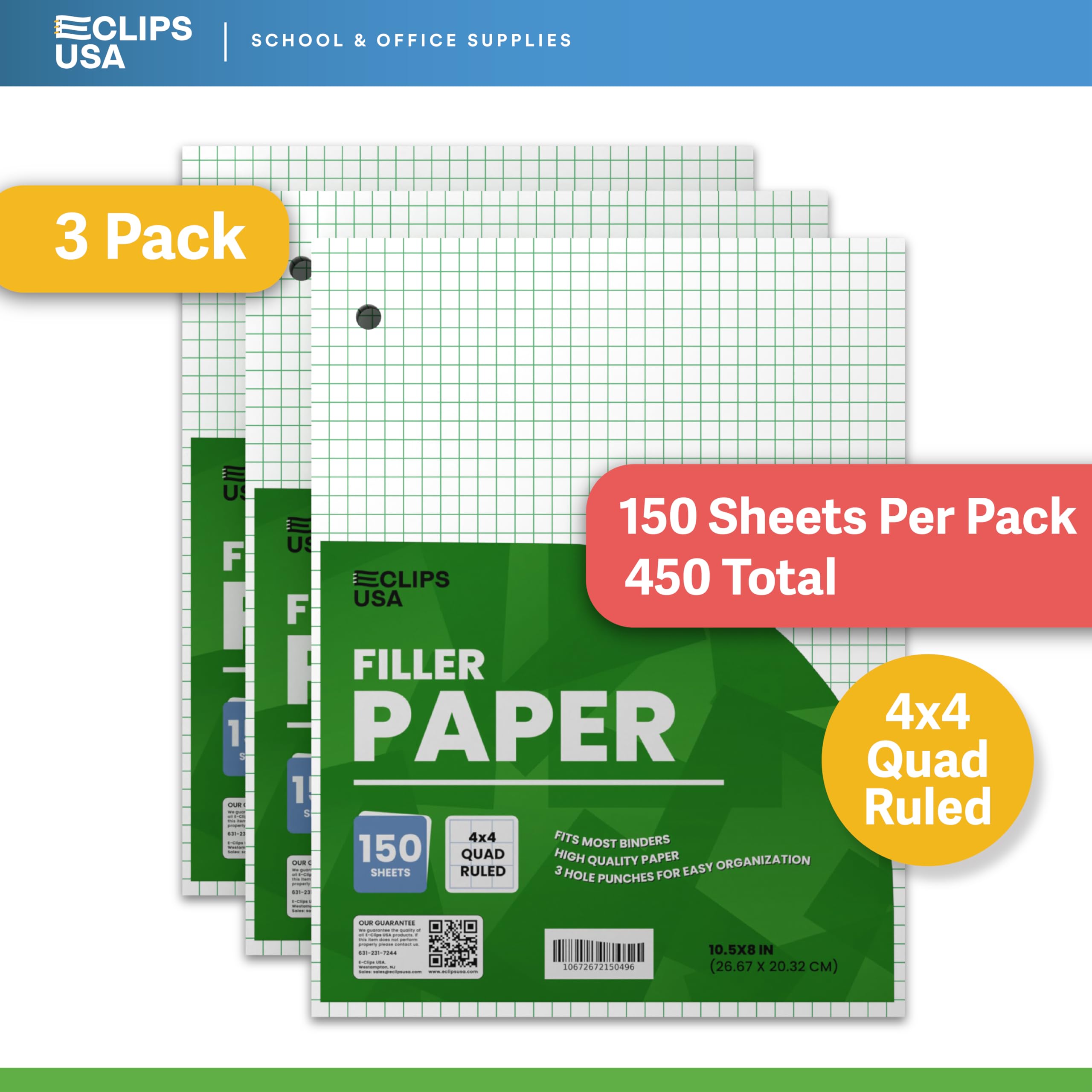 Graph Paper Notebook - 4x4 Quad Ruled, 10.5