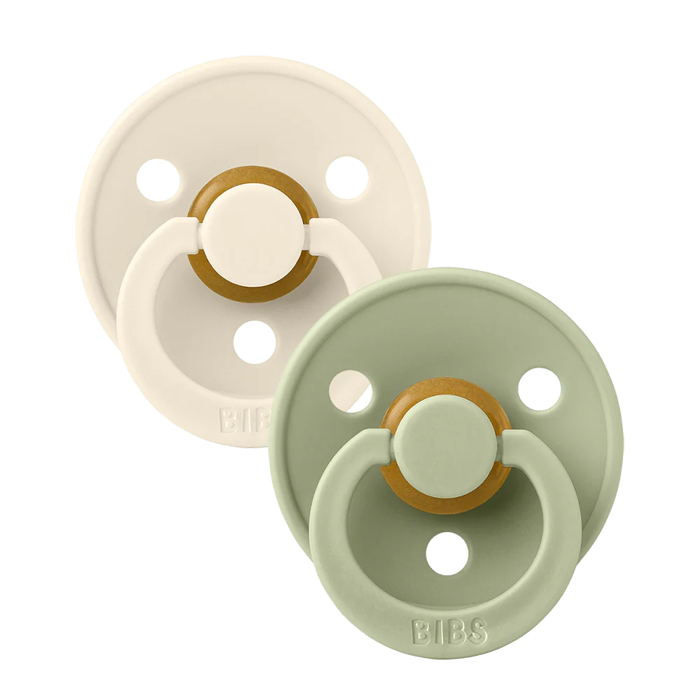 Anatomical Baby Pacifier with Bib - Ivory & Sage Color for Newborns & Infants | Soothing Teething Relief & Feeding Essentials