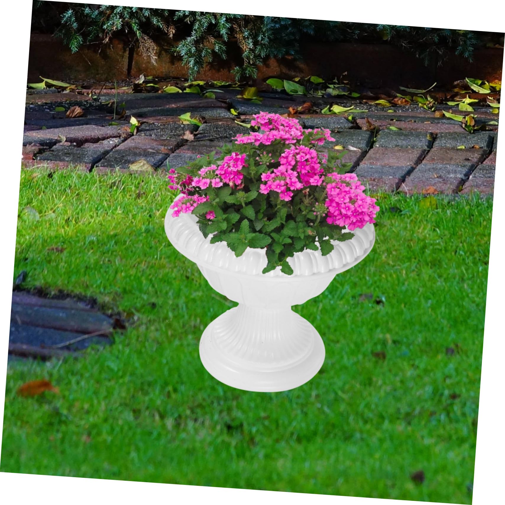 4pcs Roman Style Flower Vase Set - White Plastic Garden Urn Planters for Front Porch, Table Centerpiece & Outdoor Decor | Wedding, Patio & Home Decoration