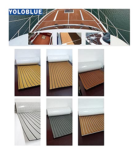 Premium 240cmx120cmx6mm Self-Adhesive EVA Foam Teak Decking Sheet - Waterproof Marine Boat Flooring, RV & Yacht Deck Mat - Light Brown White Synthetic Teak Pad for Outdoor Sports & Marine Applications - Perfect for Boat Decks, RV Floors, Yacht Interiors & Outdoor Recreation Areas