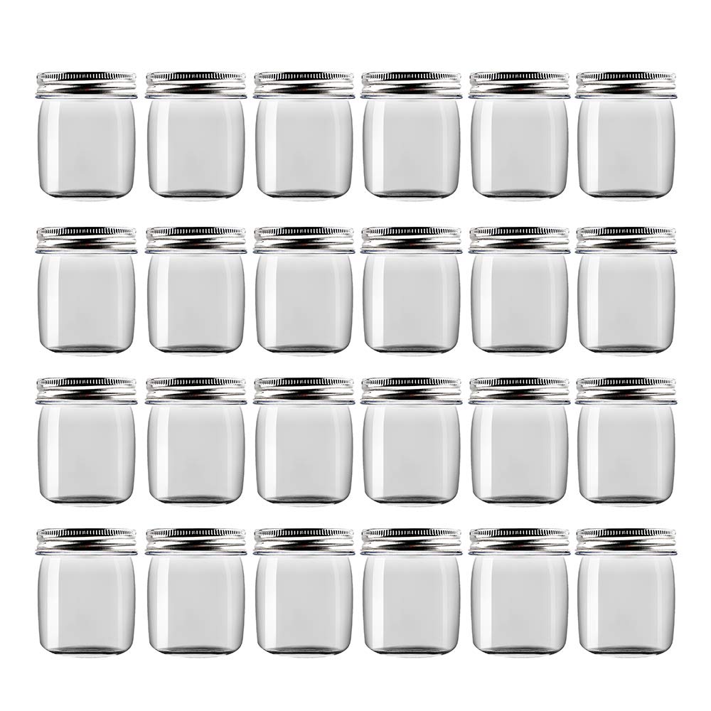 Novelinks 8oz Clear Plastic Jars with Screw-On Lids - 24 Pack BPA-Free Refillable Round Empty Containers for Slime, Crafts, Spices, Beauty Products & Kitchen Storage | Perfect for DIY, Organizing & Home Use