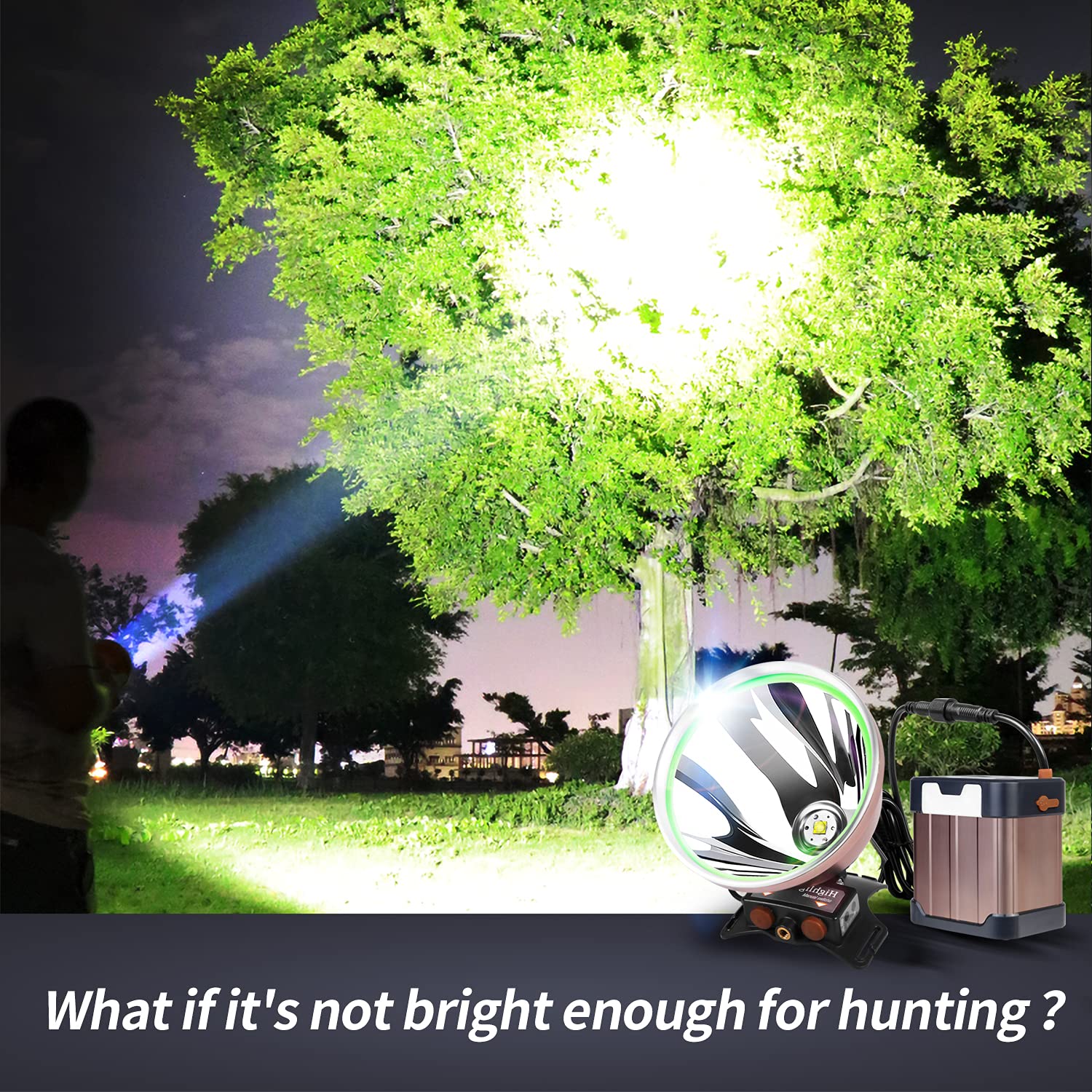 **High Power LED Headlamp for Coon Hunting - 22000mAh Rechargeable, Super Bright, Waterproof Headlight - Perfect for Hunting, Fishing, Camping & Outdoor Adventures**