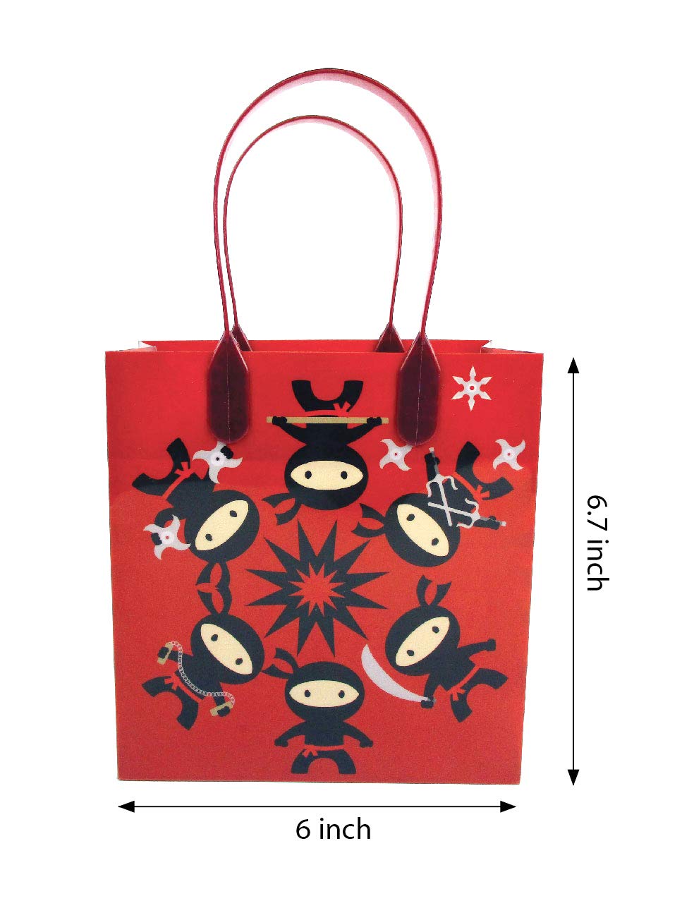 NINJA Themed Party Favor Bags with Handles - 12 Pack Candy Treat Bags for Birthday Parties, Baby Showers & School Events | Durable Gift Bags for Goodie Bags, Halloween & Special Occasions