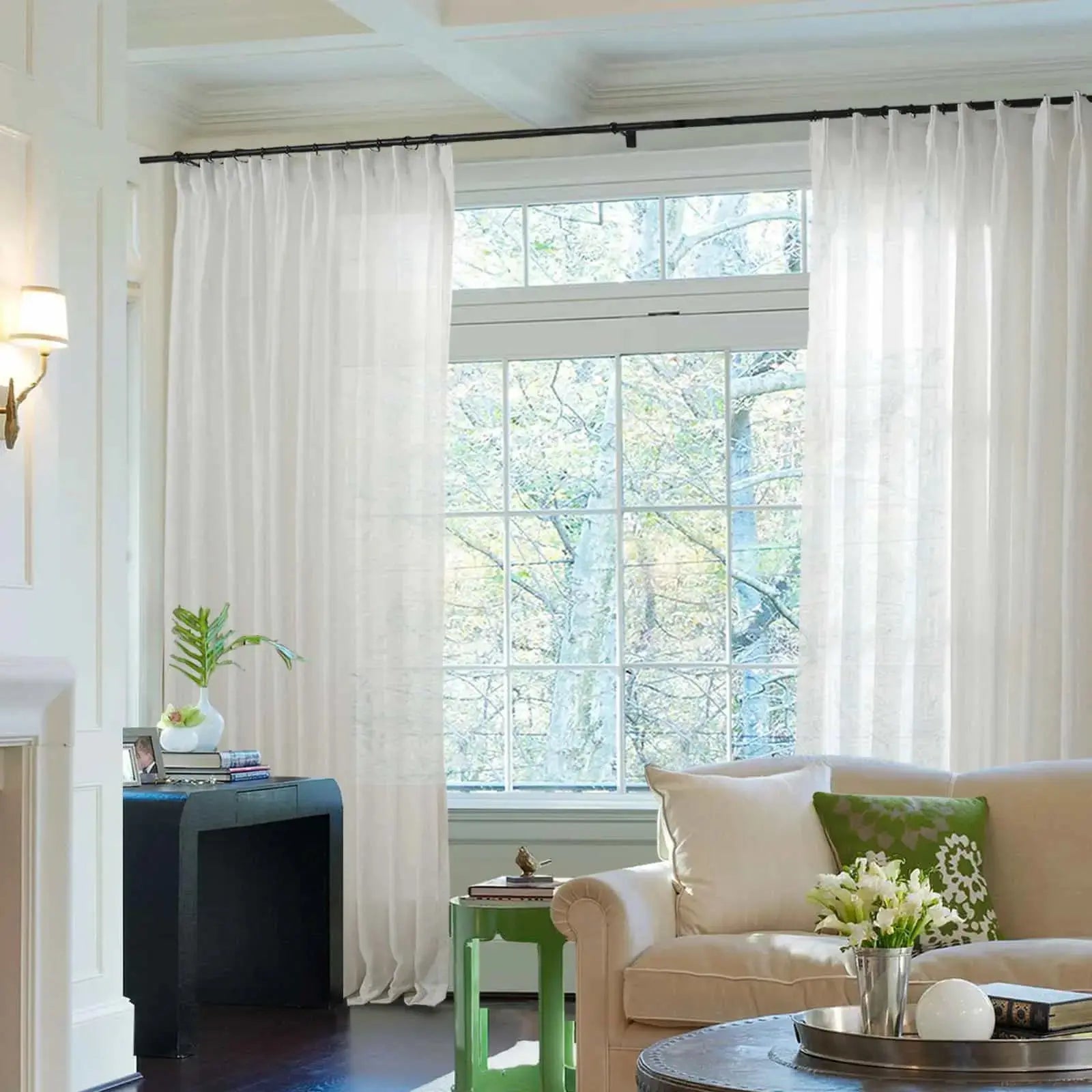 Flynn Airy Lightweight Sheer Curtain Pleated - Elegant Window Treatment for Living Room & Bedroom Decor