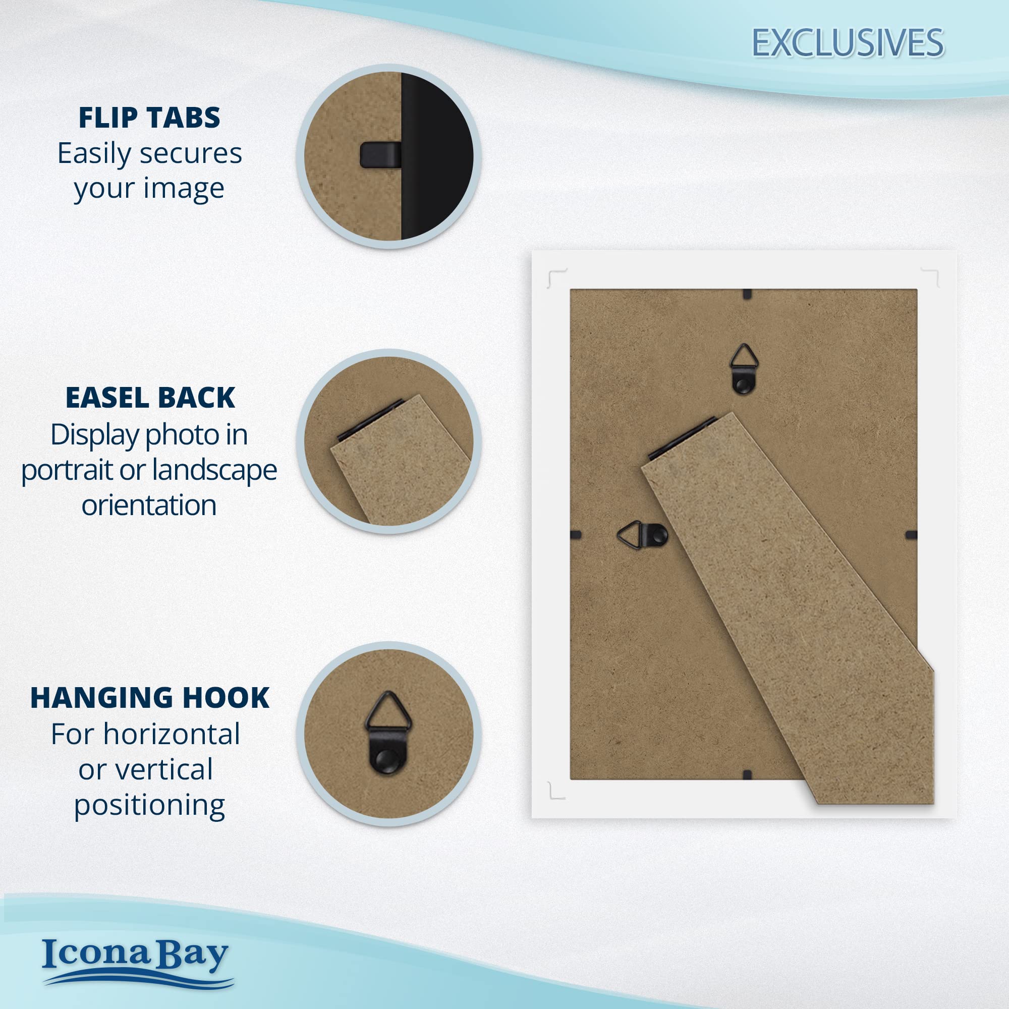 Icona Bay 5x7 Picture Frames (White, 6 Pack) - Premium Wood Composite Photo Frames for Wall or Tabletop Display - Perfect for Home Decor, Office, Wedding Photos & Gift Giving