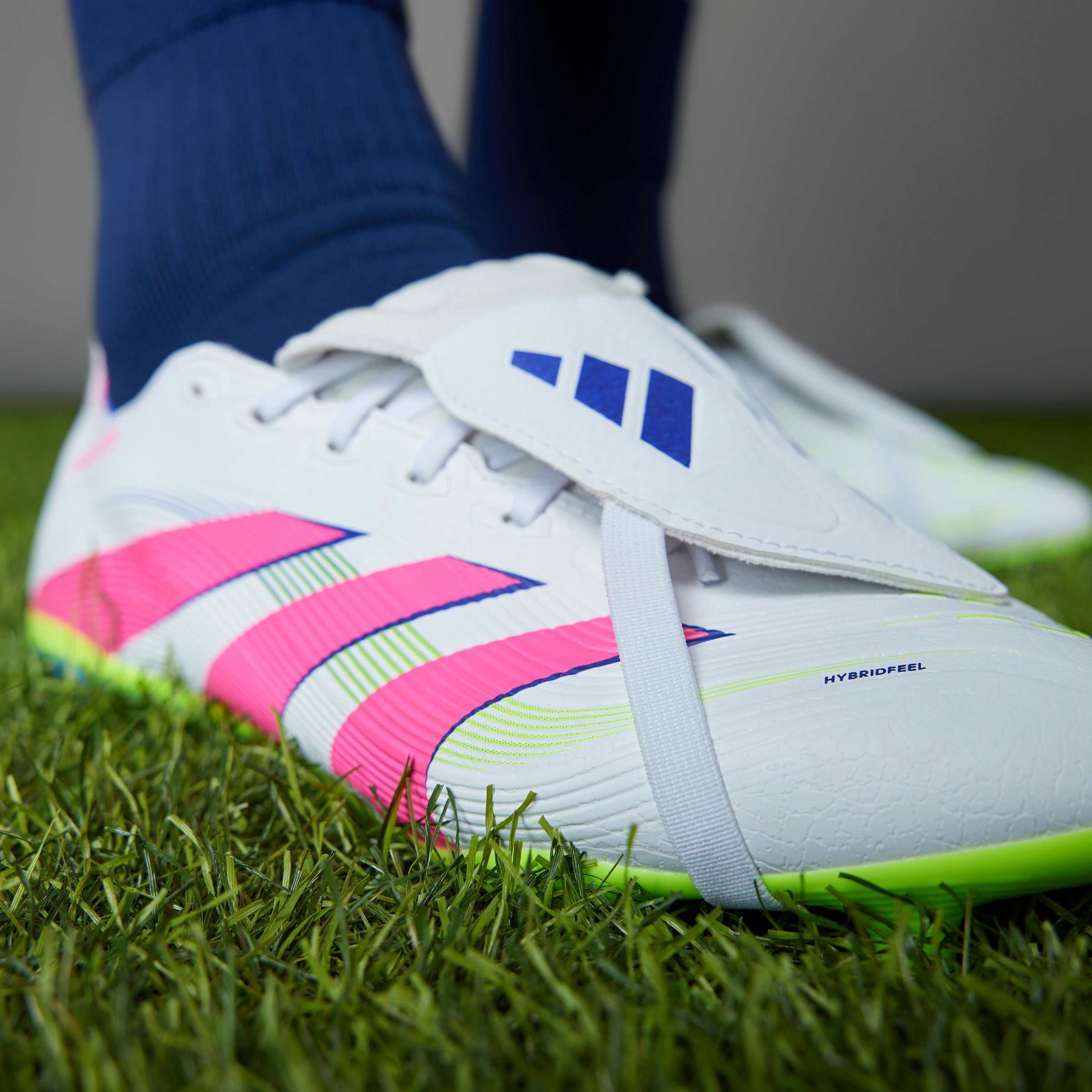 Adidas Predator League FG Soccer Cleats - Fold Over Tongue Football Shoes for Men (White/Pink/Lemon) | Firm Ground Cleats for Soccer Matches & Training
