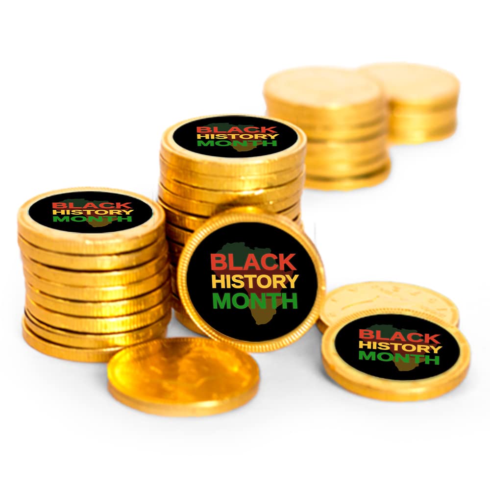 84 Count Black History Month Chocolate Coins - Bulk 84 Pack for Party Favors, Classroom Rewards, Cultural Celebrations & African American Heritage Events