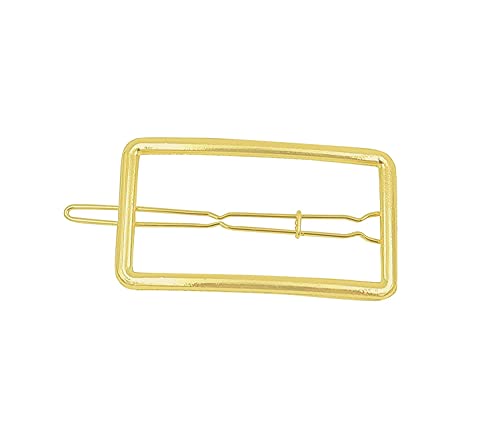 AB BEAUTY HOUSE 24K Gold Plated Hair Clips for Women - 2 Pack Rectangle Metal Hairpins for Women & Girls - Perfect for Weddings, Parties & Everyday Hairstyles