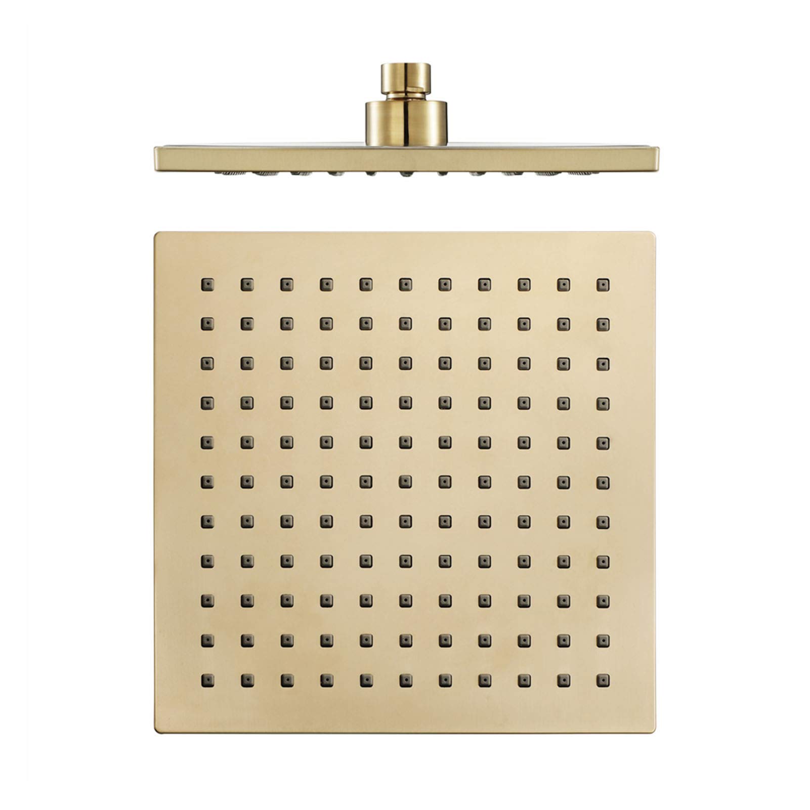 8 Inch Square Rain Shower Head Brushed Gold - High Pressure Rainfall Showerhead with ABS Material for Luxurious Bath Experience | Perfect for Modern Bathroom & Spa-Like Relaxation