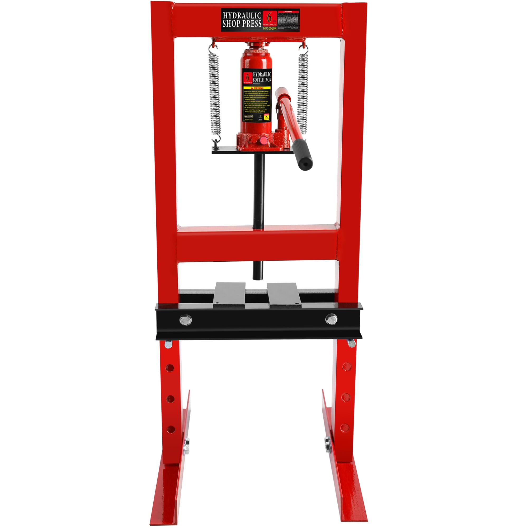 12 Ton Hydraulic H-Frame Shop Press with Adjustable Work Table - Heavy Duty Steel Floor Press for Gears, Bearings & Metalworking - Includes Press Plates & Floor Stand Jack (Red) - Perfect for Auto Repair, Industrial Maintenance & DIY Projects