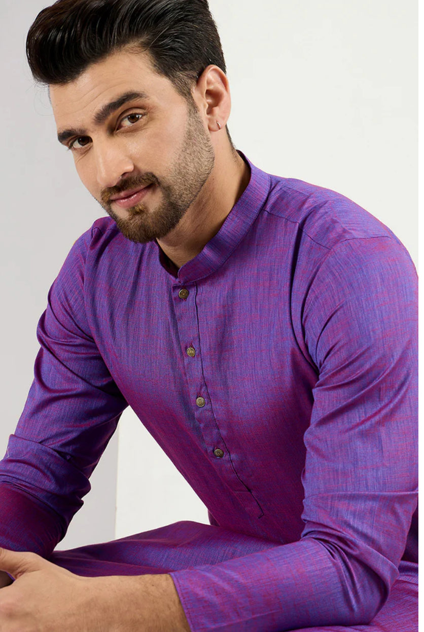 Stylish Purple Cotton Solid Woven Straight Kurta for Women | Comfortable Ethnic Wear for Festivals, Parties & Daily Wear
