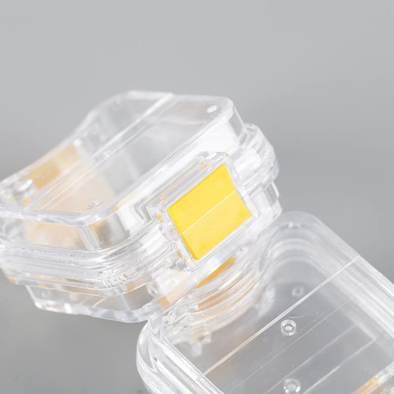 100 Pcs Dental Crown Storage Box with Membrane - Small Yellow Denture Veneer Containers for Bridges & Crowns | Perfect for Dentists, Dental Labs & Home Use