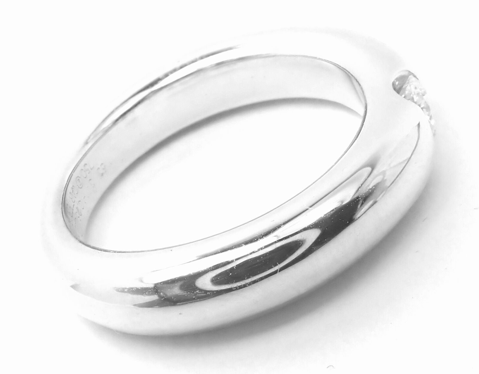 Authentic Cartier 18K White Gold Diamond Ellipse Band Ring Size 53 (US 6.25) - Luxury Wedding, Engagement & Anniversary Jewelry Gift for Women