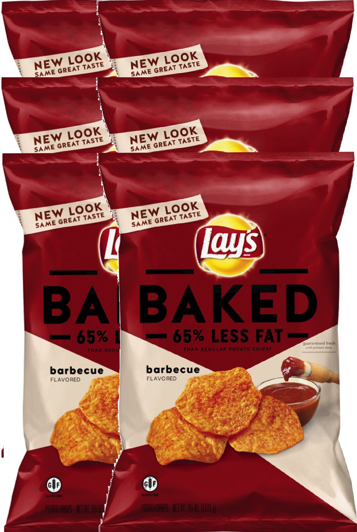 Lay's Oven Baked Barbecue Potato Crisps - Gluten Free, Low Fat Snacks - 6.25 oz (6-Pack) - Perfect for Parties, Picnics & Healthy On-the-Go Snacking
