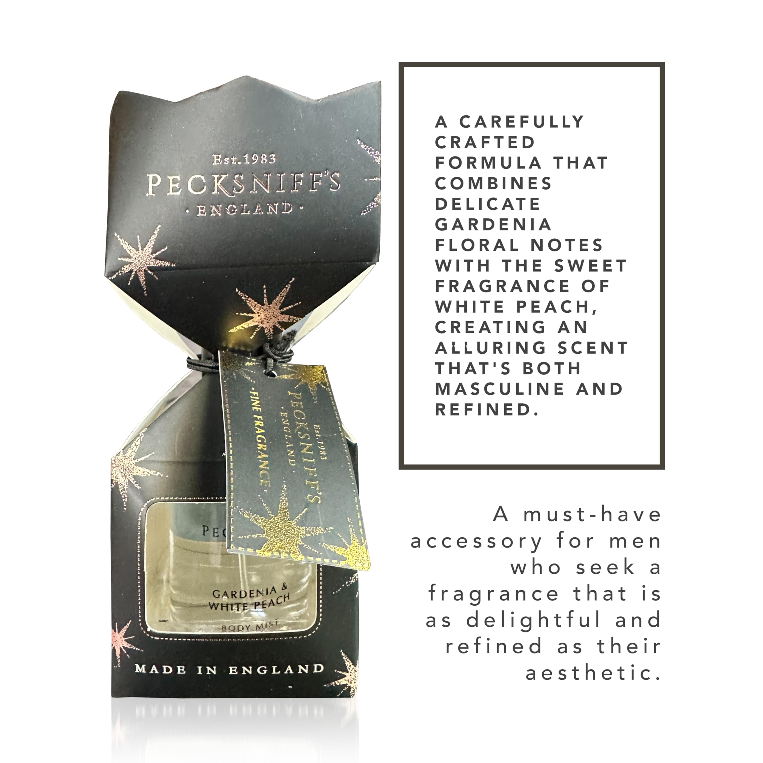 Pecksniff's Gardenia & White Peach Body Mist Spray - 50ml / 1.69 Fl Oz | Lightweight, Long-Lasting Fragrance for Women | Perfect for Daily Use, Work, Gym & Special Occasions
