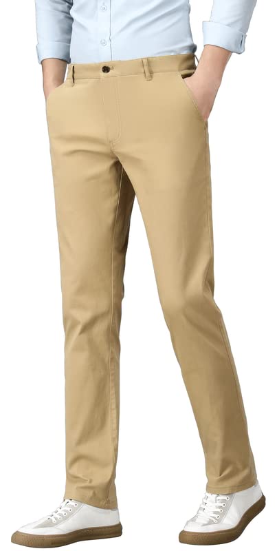 AKA Classyoo Men's Slim Fit Stretch Khaki Chino Pants - Tapered Casual Dress Pants for Work, Office & Everyday Wear