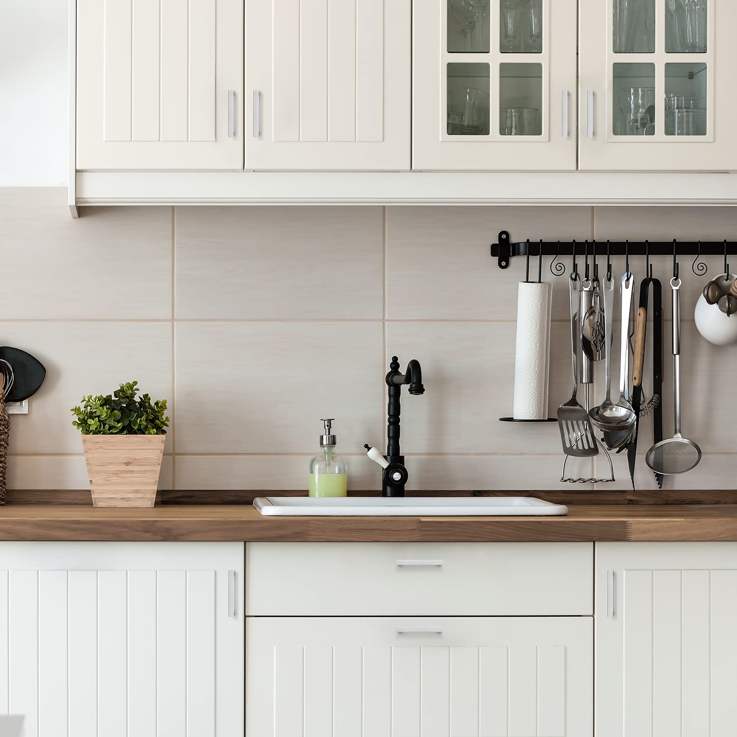 Ravinte 3 Pack 3.5 Inch Square Cabinet Handles - Satin Nickel Kitchen Cabinet Pulls, Brushed Nickel Drawer Handles - Durable Kitchen Hardware for Cabinets & Drawers (Perfect for Modern Kitchen Renovation & Furniture Upgrade)