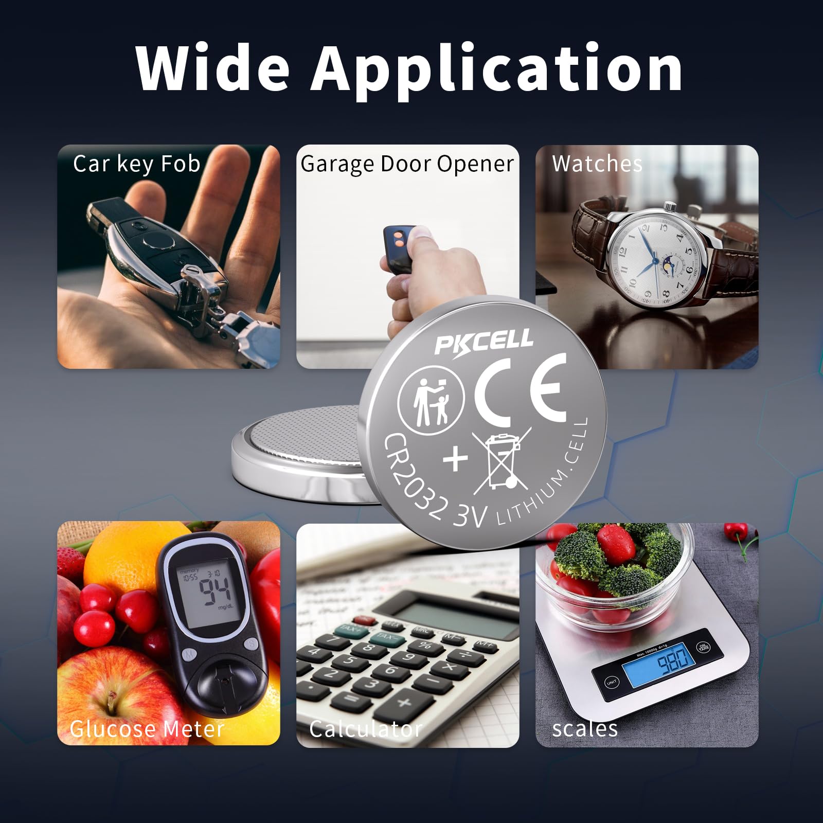 PKCELL CR2032 Batteries 8-Pack - 3V Lithium Coin Cell Battery for Watches, Key Fobs, Calculators & Medical Devices - Long-Lasting Power Supply