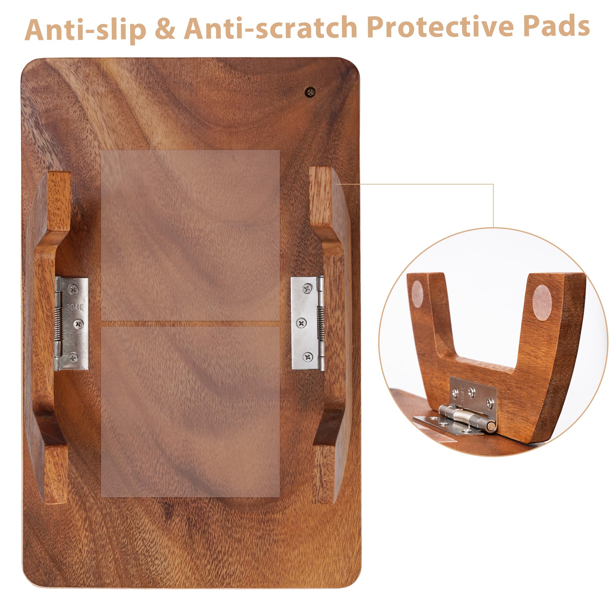 **Acacia Wood Sofa Arm Tray - Portable Large Couch Cup Holder with Anti-Spill Design | Perfect for Snacks, Beverages & Remote Control | Ideal for Living Room, Bedroom & Home Theater Use**