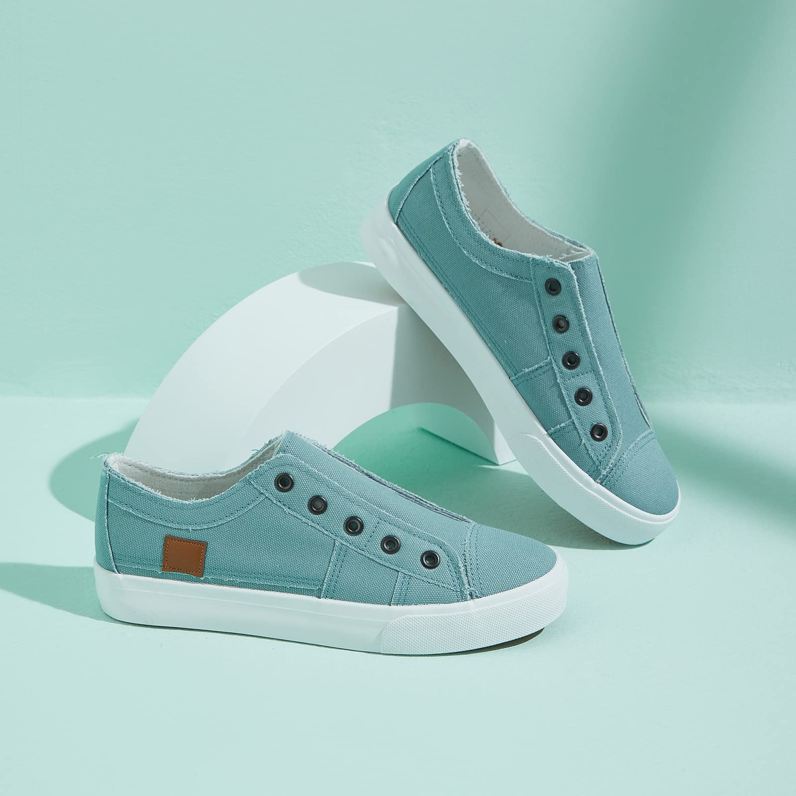 Women's Slip-On Non-Slip Canvas Sneakers - Comfortable Low Top Casual Shoes for Walking, Travel & Everyday Wear