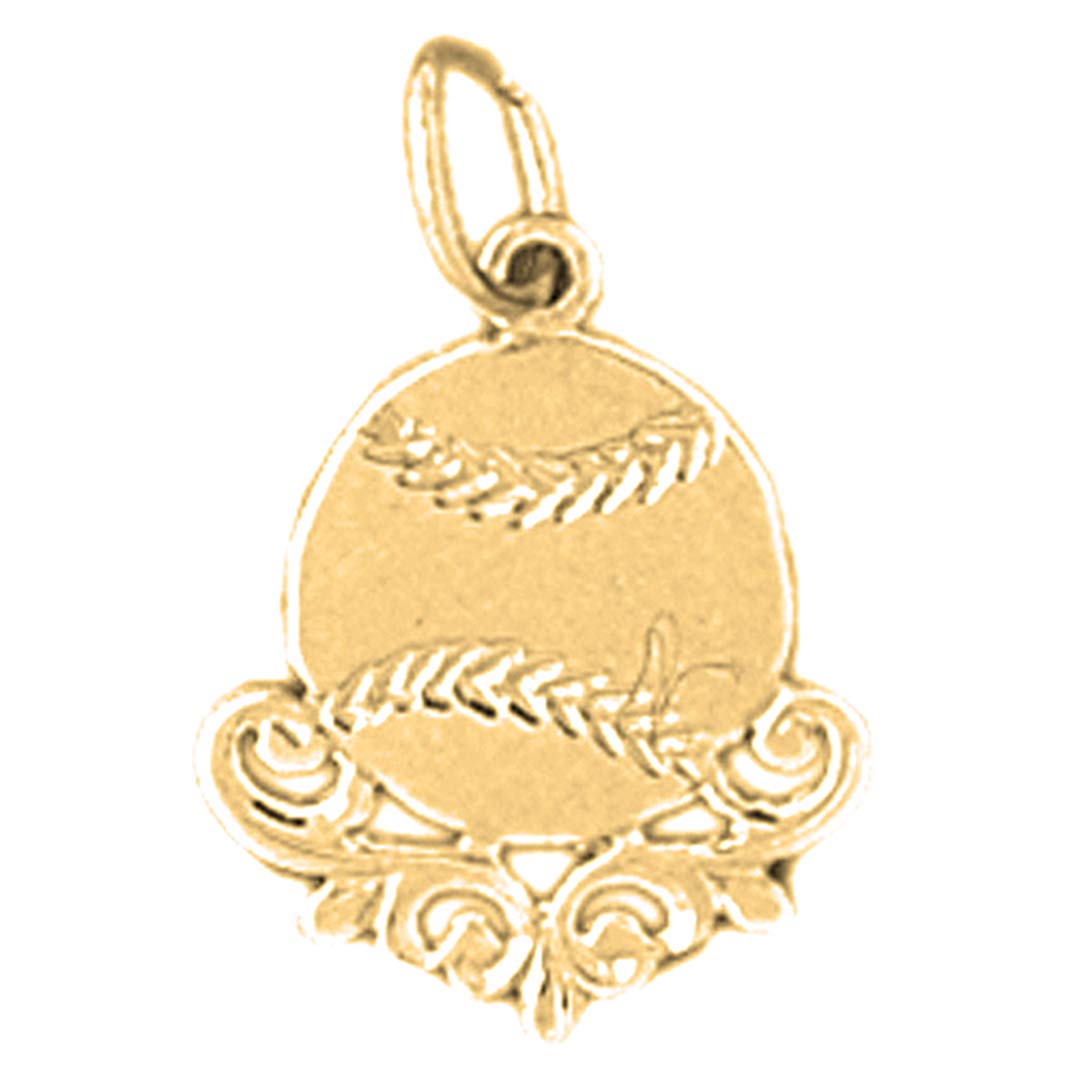 14K Yellow Gold Baseball Pendant Necklace - 19mm Jewelry for Men & Women - Perfect Gift for Sports Lovers & Baseball Fans