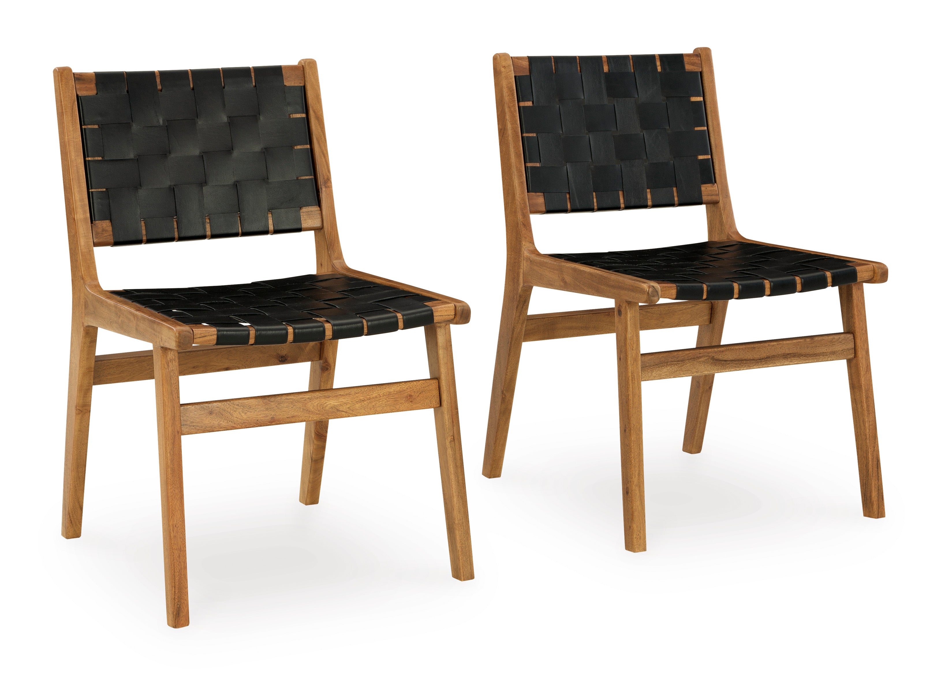 Premium Fortune Leather & Wood Dining Chairs (Set of 2) - Modern Farmhouse Style for Kitchen, Dining Room & Office - Comfortable & Durable Seating Solution