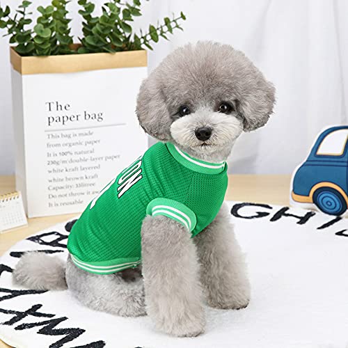 Breathable Basketball Mesh Dog T-Shirt - Comfortable Pet Sportswear for Spring & Summer - Green Large Size - Perfect for Outdoor Play & Walks
