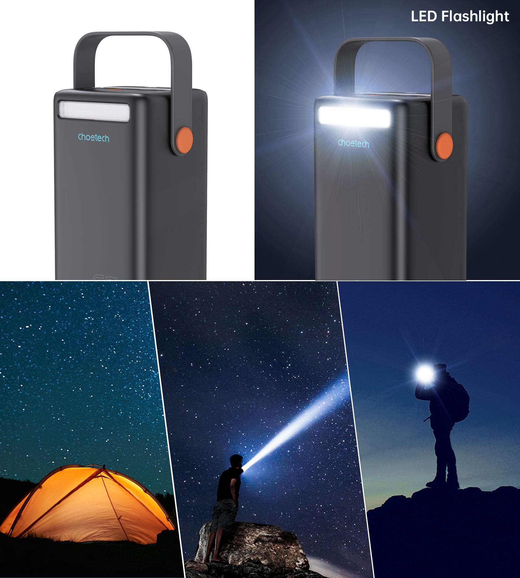 Choetech B664 50,000mAh Portable Charger Power Bank - Fast Charging for iPhone, Android, Tablets - Perfect for Travel, Camping & Emergency Backup