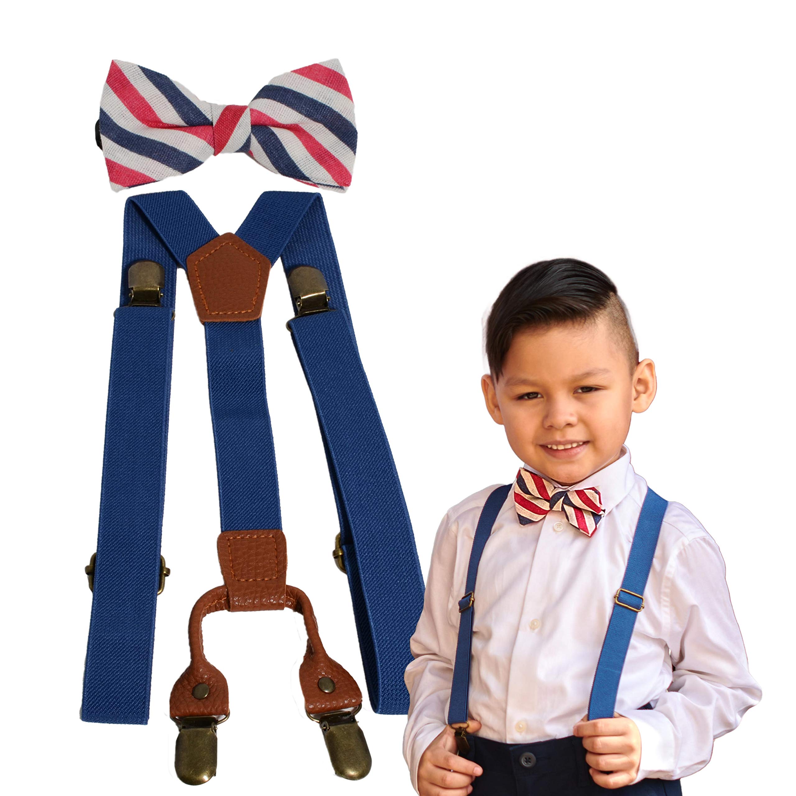 Adjustable Suspenders and Bow Tie Set for Boys - Formal Kids Outfit for Weddings, Parties & Special Occasions