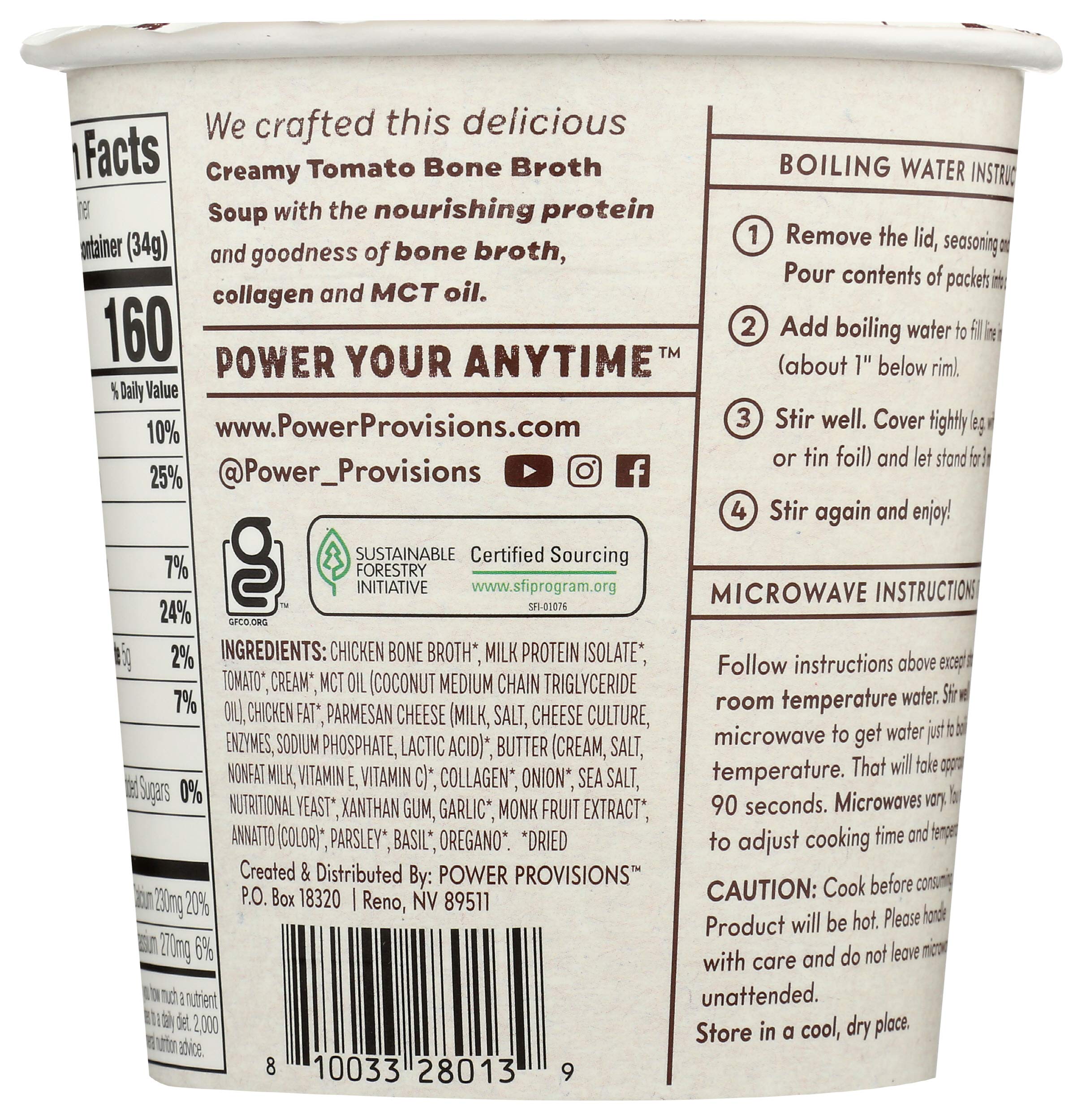 Keto Creamy Tomato Bone Broth Soup Cups with Collagen - Gluten Free Instant Soup (1.2 oz, Pack of 1) - Quick Healthy Meal for Weight Loss, Office Lunch & On-the-Go Snacking