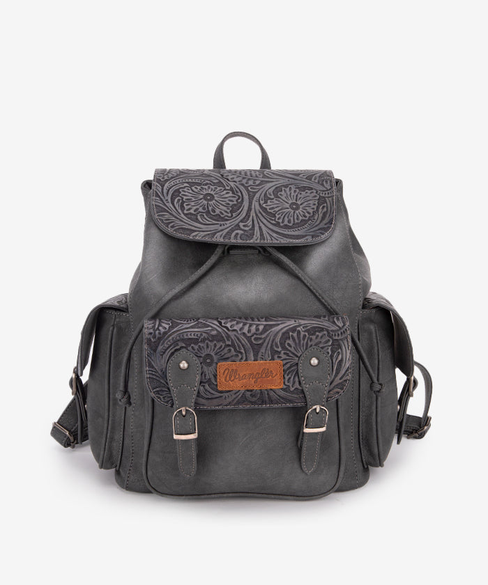 Wrangler Floral Tooled Concealed Carry Backpack for Women & Men - Tactical EDC Hiking Daypack with Hidden Gun Pocket - Perfect for Outdoor Adventures, Travel & Everyday Use