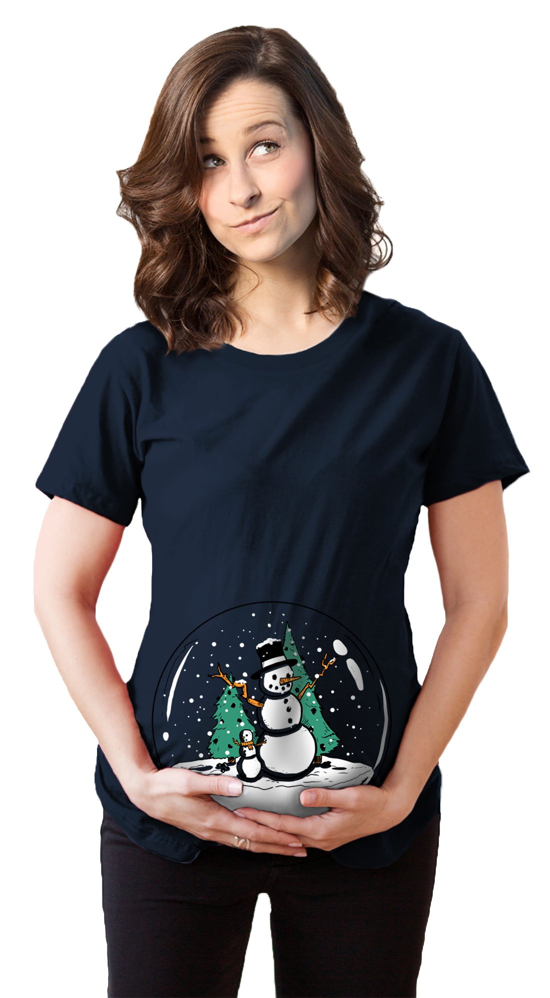 Funny Maternity Snow Globe T-Shirt - Cute Christmas Pregnancy Announcement Gift for Expecting Moms - Perfect for Gender Reveal Parties & Holiday Photos