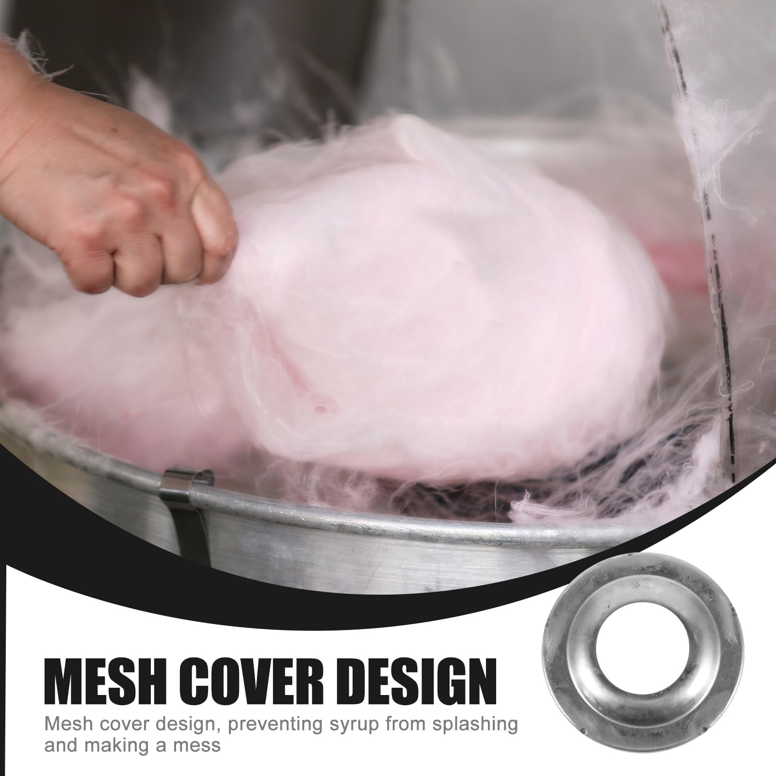 ABOOFAN Stainless Steel Cotton Candy Machine Cover - Sugar Dispenser Bowl Mesh Cover for Candy Floss Maker, Replacement Spare Parts for Cotton Candy Maker - Perfect for Home Parties, Carnival Events, and Fairground Snack Stalls