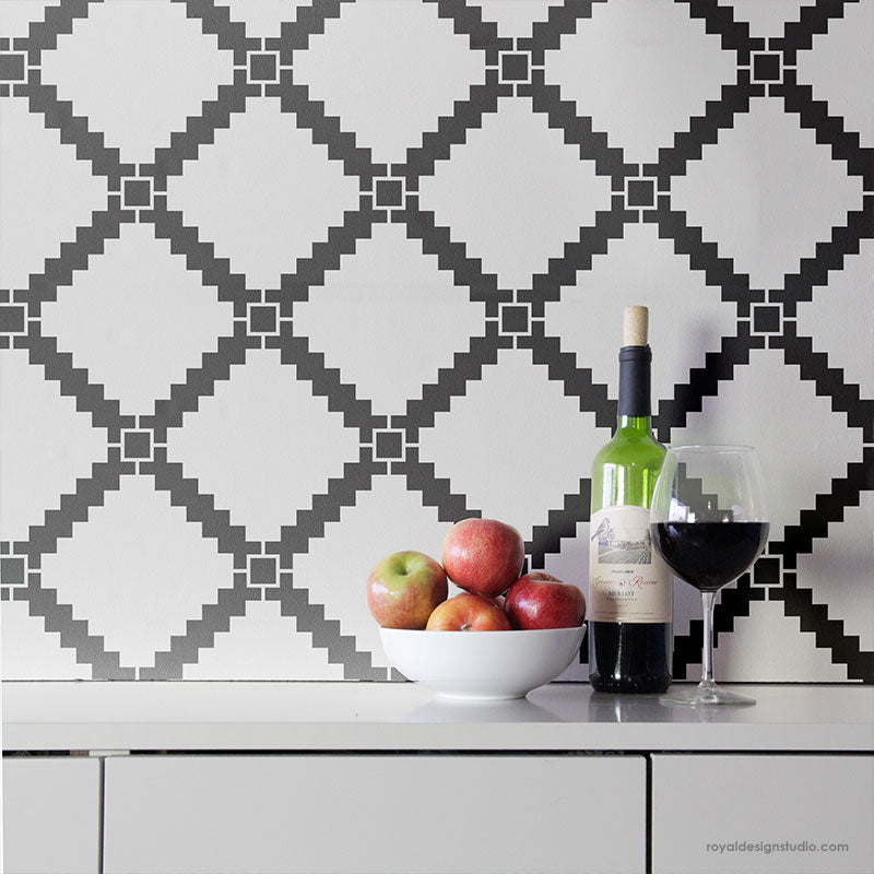 Onward Allover Tile Stencil - Reusable DIY Wall & Floor Stenciling Kit for Home Decor, Bathroom & Kitchen Renovation - Perfect for Creating Custom Patterns on Tiles, Walls & Furniture
