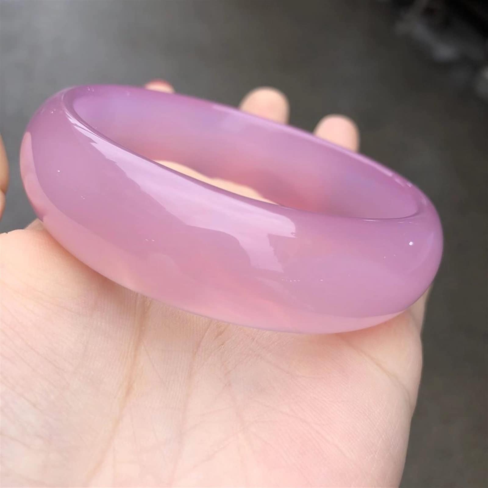 Zhengbo Genuine Natural Pink Jade Bangle - Certified Chalcedony Stone Bracelet for Women, 66mm, Perfect Gift for Girlfriend & Mom | Elegant Jewelry for Weddings, Parties & Special Occasions