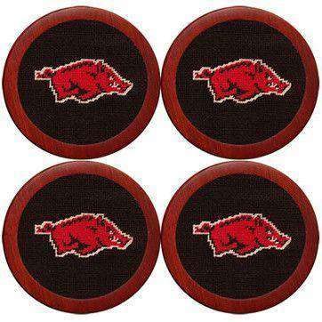 Premium Black Needlepoint Coasters by Smathers & Branson - Arkansas Handcrafted Drink Coasters for Home, Office & Gifts