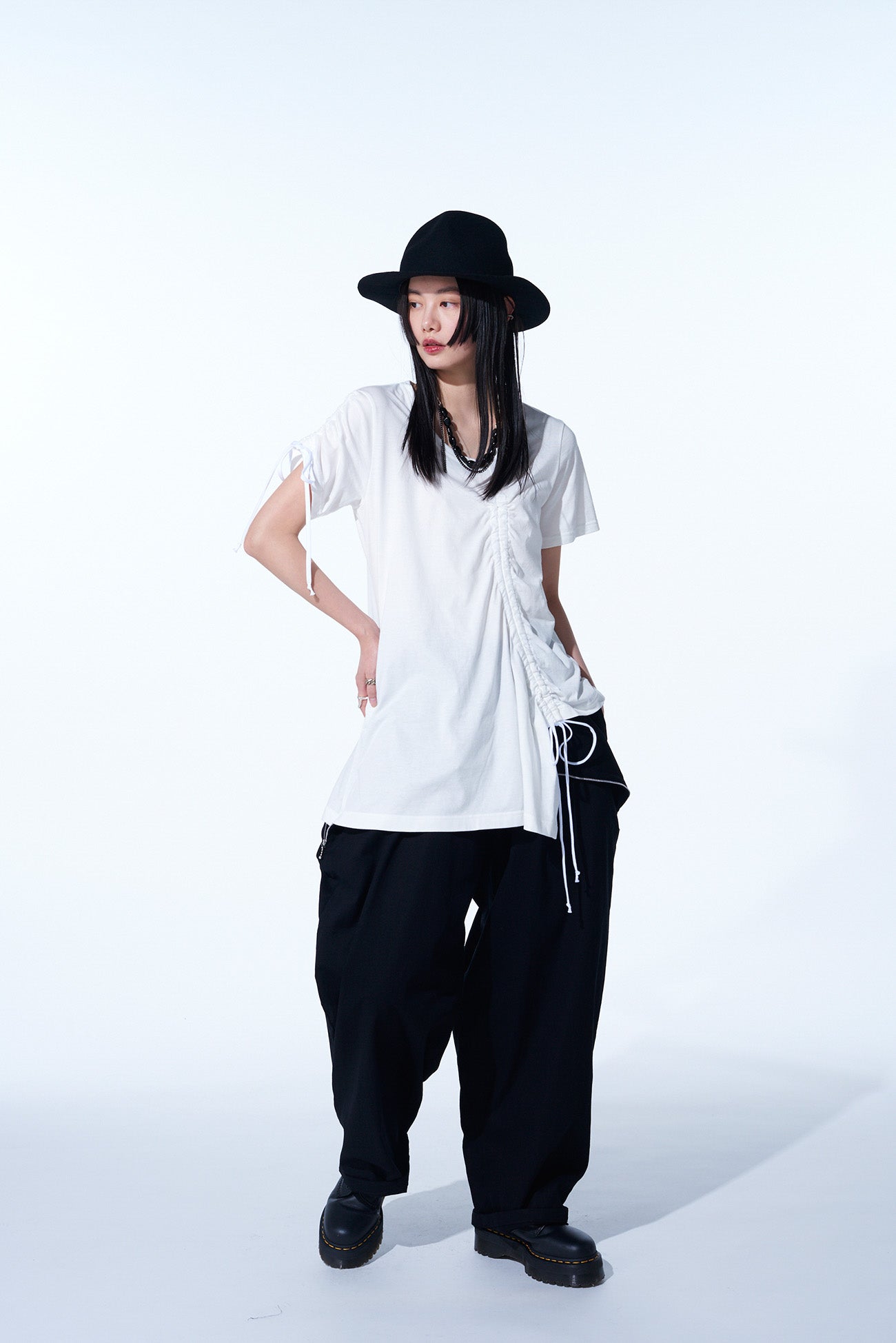 **Cotton Twill Drawstring Wide Leg Pants with Side Zip Pockets - Comfortable Casual Pants for Women, Lounge Wear, Travel & Everyday Outfits**