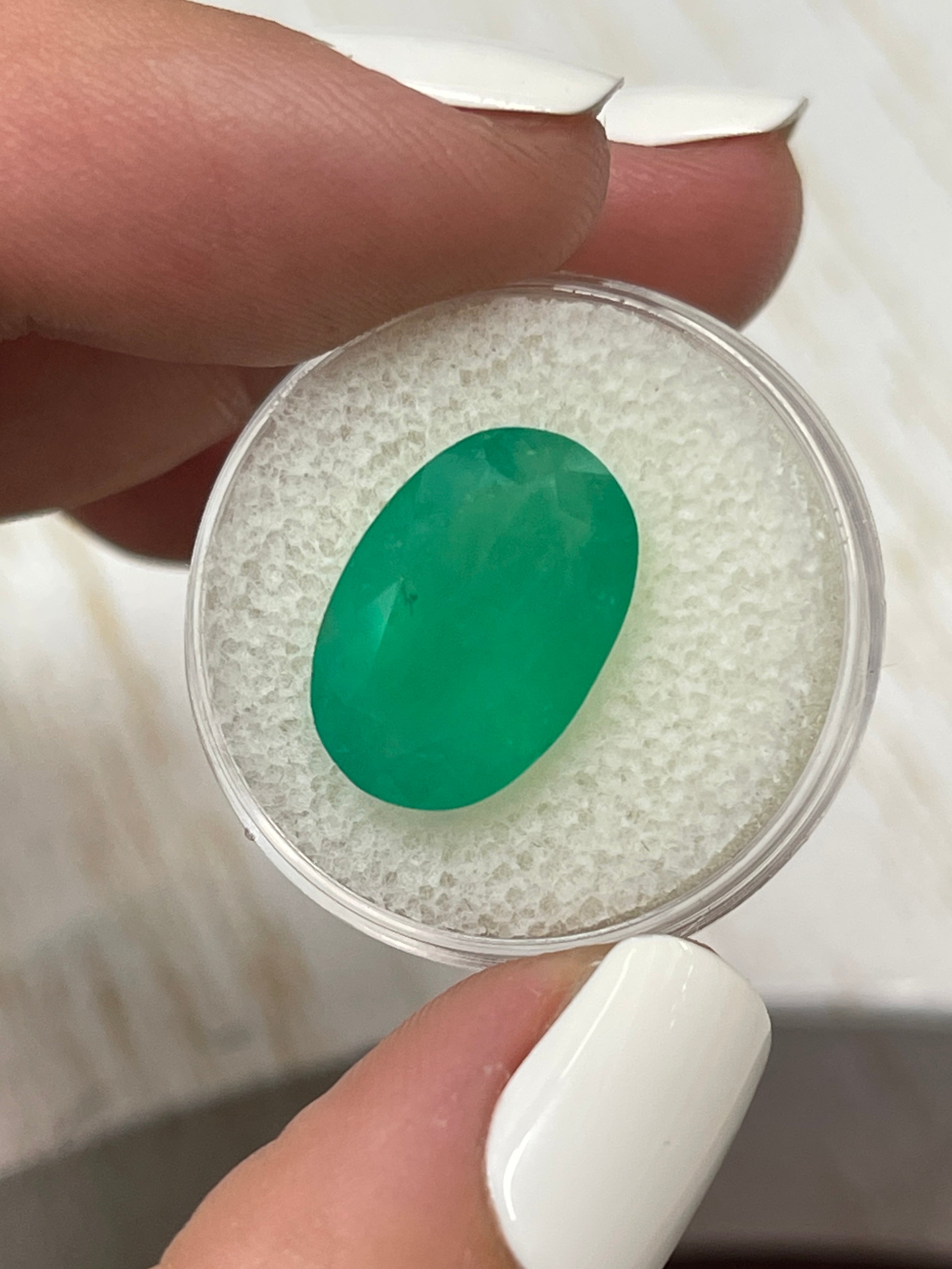 8.85 Carat Elongated Grassy Green Natural Loose Colombian Emerald Oval Cut - Perfect for Jewelry Making, Engagement Rings & Luxury Gifts