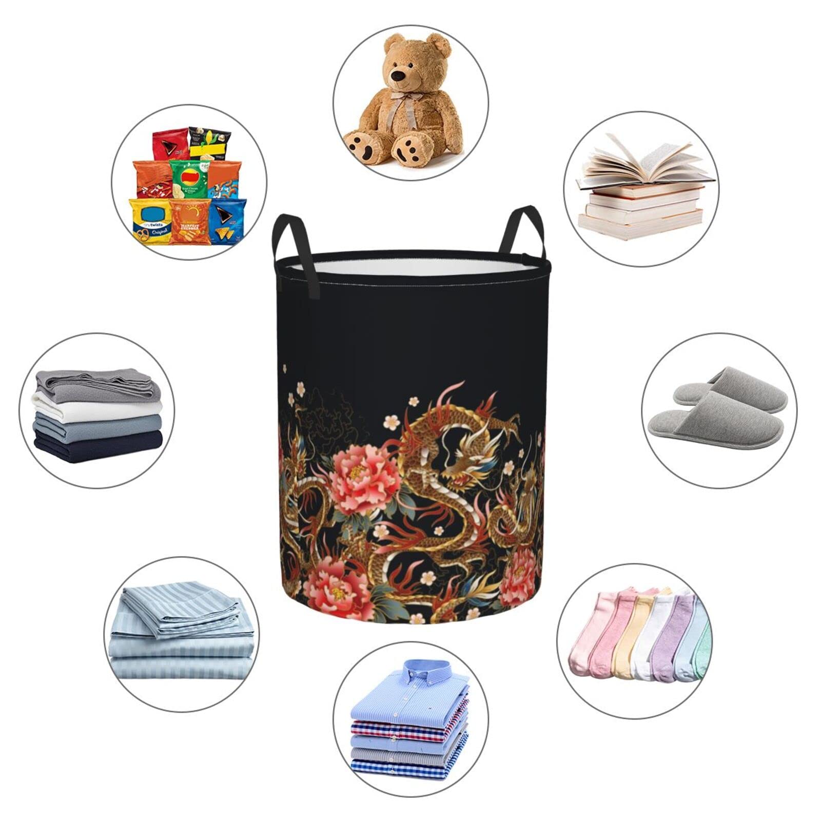 Dragon Laundry Hamper - Large Clothes Basket with Lid, Toy Organizer & Storage Bin for Dirty Clothes - Perfect for Bedroom, Nursery, Dorm & Laundry Room Organization