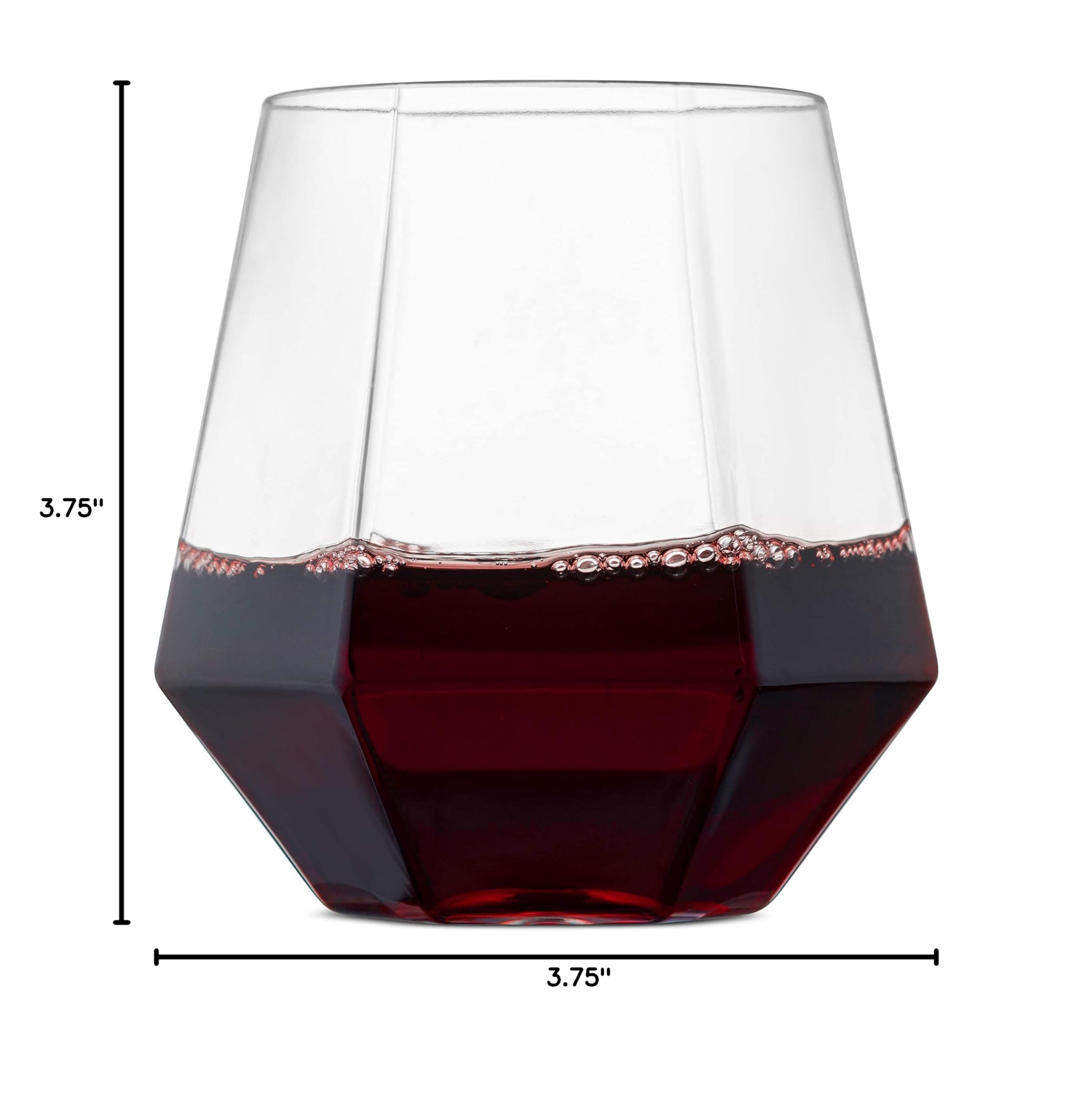 Munfix 32 Pack Plastic Stemless Wine Glasses - 12oz Unbreakable Diamond-Shaped Disposable Cups for Wine, Champagne & Whiskey | Shatterproof, BPA-Free & Recyclable | Perfect for Parties, Weddings & Outdoor Events