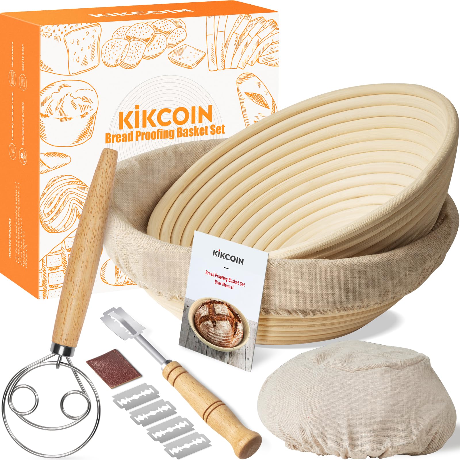 Premium Bread Proofing Basket Set - 9