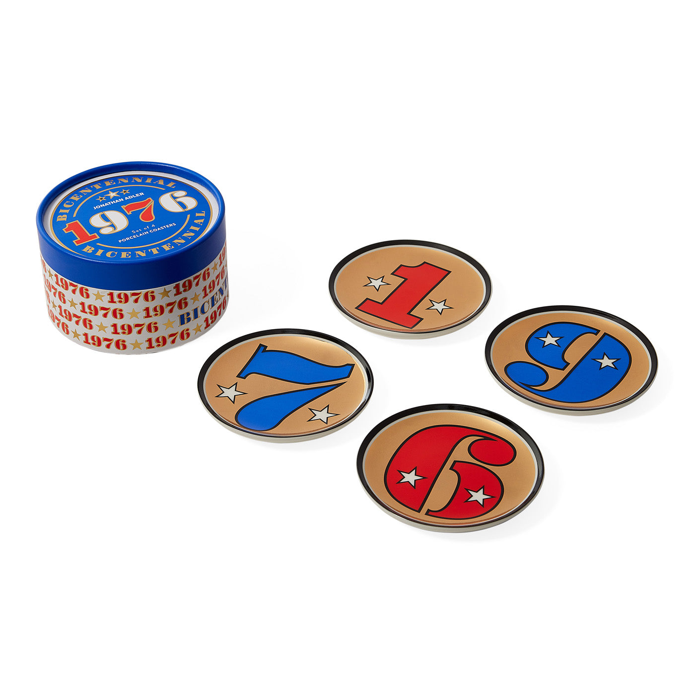1976 Bicentennial Coasters Set of 4 - Patriotic American Flag Drink Coasters for July 4th, Memorial Day & Veterans Day Celebrations - Perfect for BBQs, Parties & Home Decor