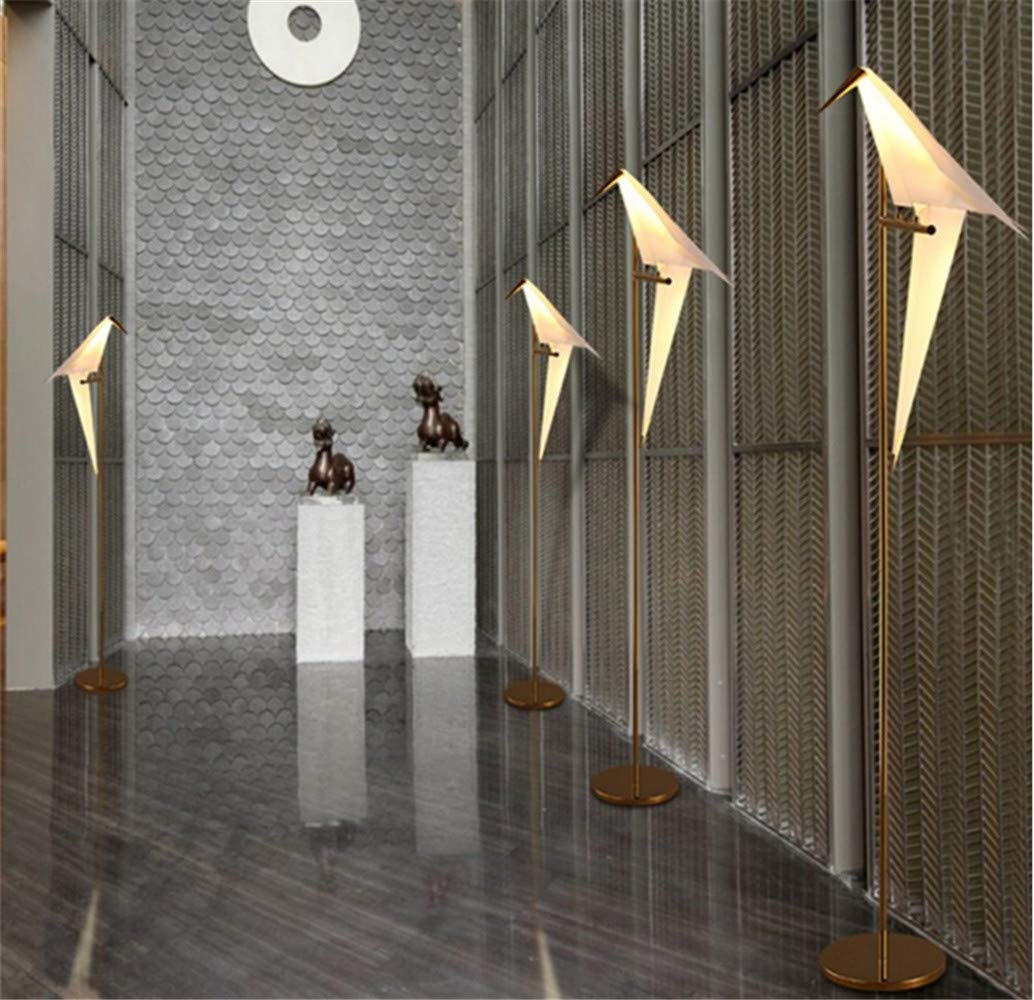 72 Inch Modern LED Paper Crane Bird Floor Lamp with PVC Lampshade & Metal Base - Elegant Lighting for Bedroom, Living Room, Dining Room, Study or Loft Decor (One Bird Design) - Perfect for Creating a Cozy Ambiance and Artistic Focal Point