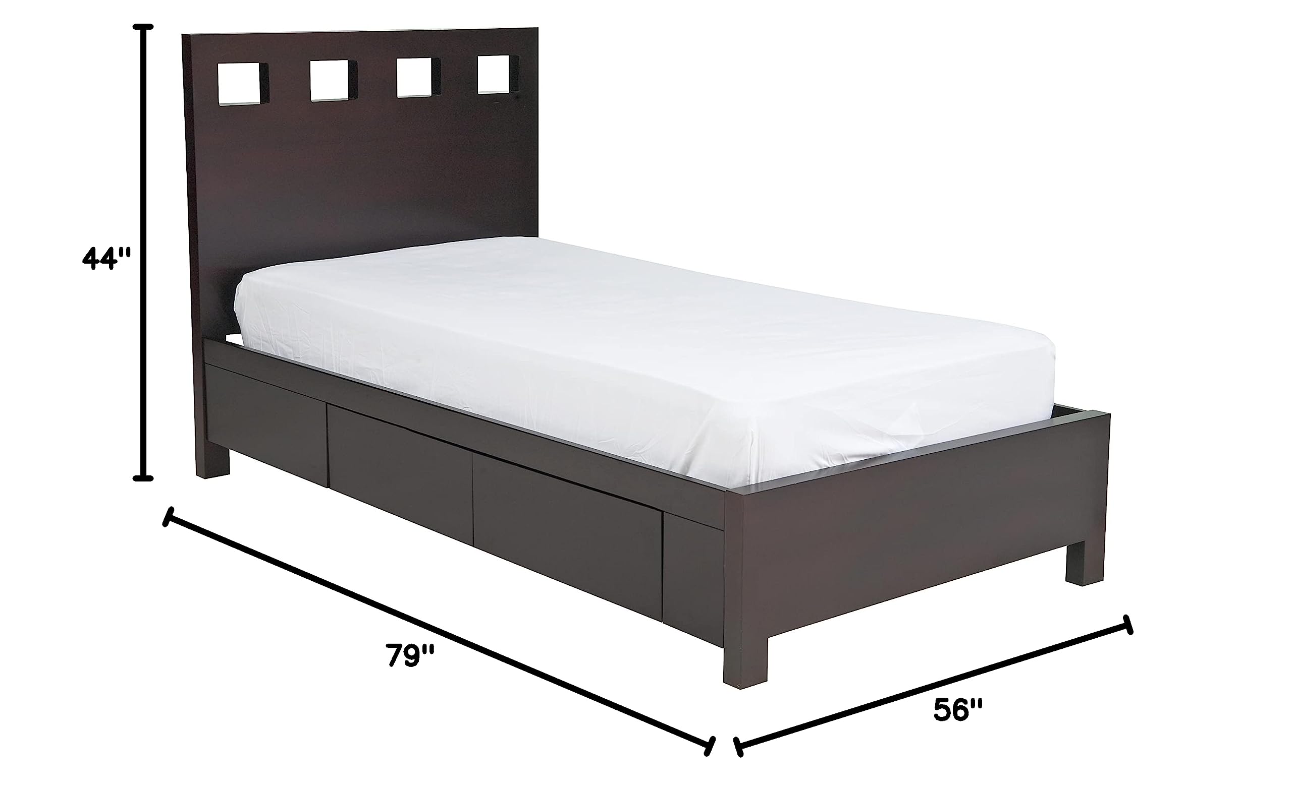 Modus Furniture Solid Wood 2-Side Storage Bed Frame, Full Size, Riva Espresso Finish - Space Saving Bedroom Furniture for Small Rooms & Guest Rooms