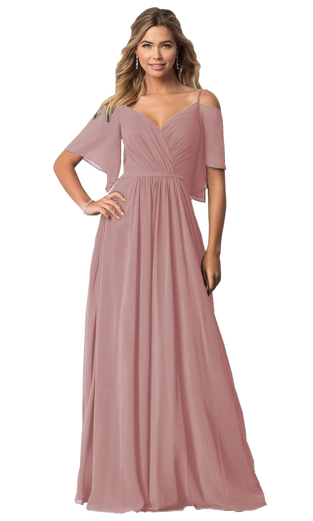 Karine Women's Off The Shoulder Long Bridesmaid Dresses - Elegant Wedding Formal Evening Gown with Sleeves - Perfect for Weddings, Proms & Special Occasions
