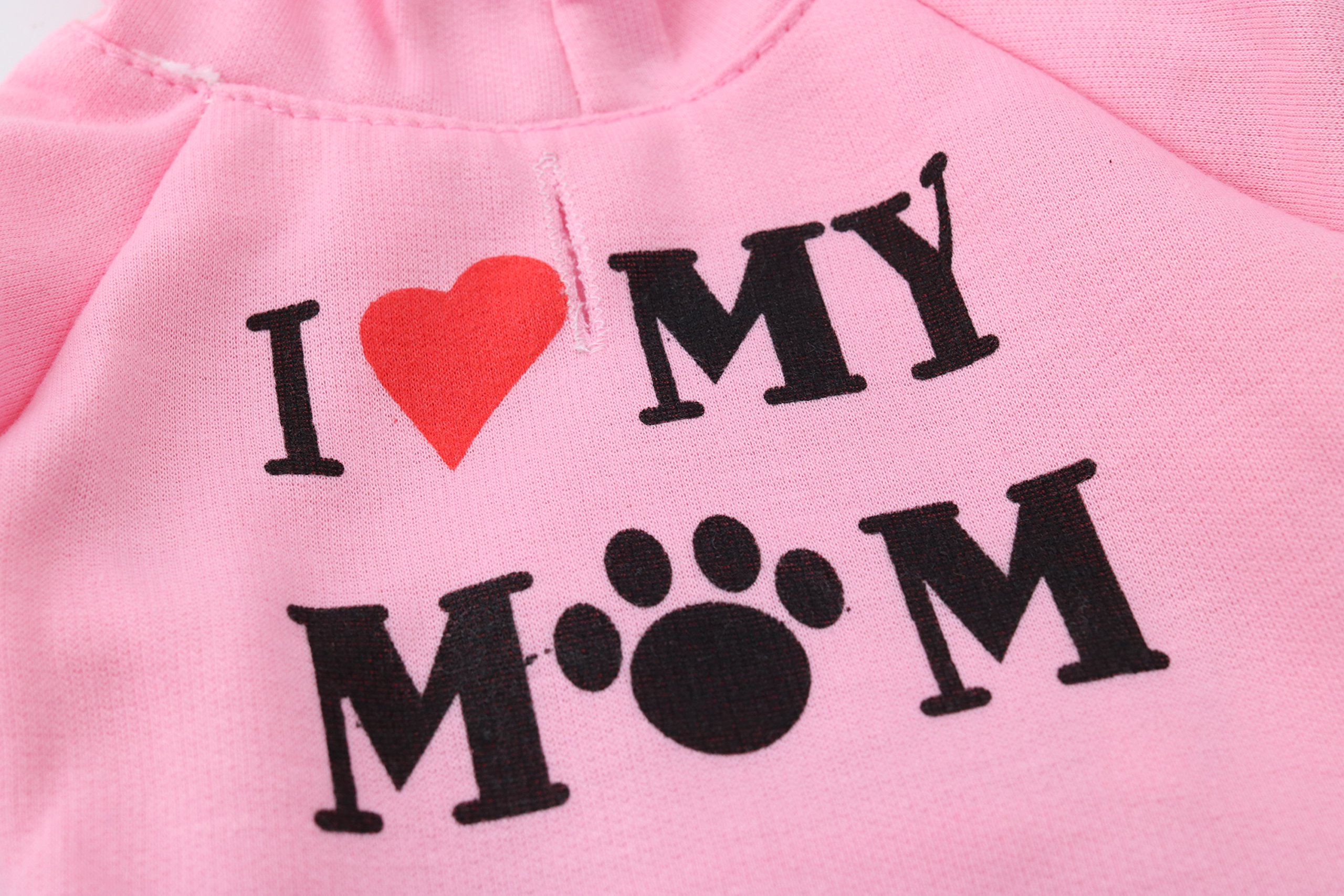 DroolingDog Small Girl Dog Hoodies - I Love My Mom Puppy Shirts, XS Dog Clothes for Small Dogs | Perfect for Family Photos, Walks & Special Occasions