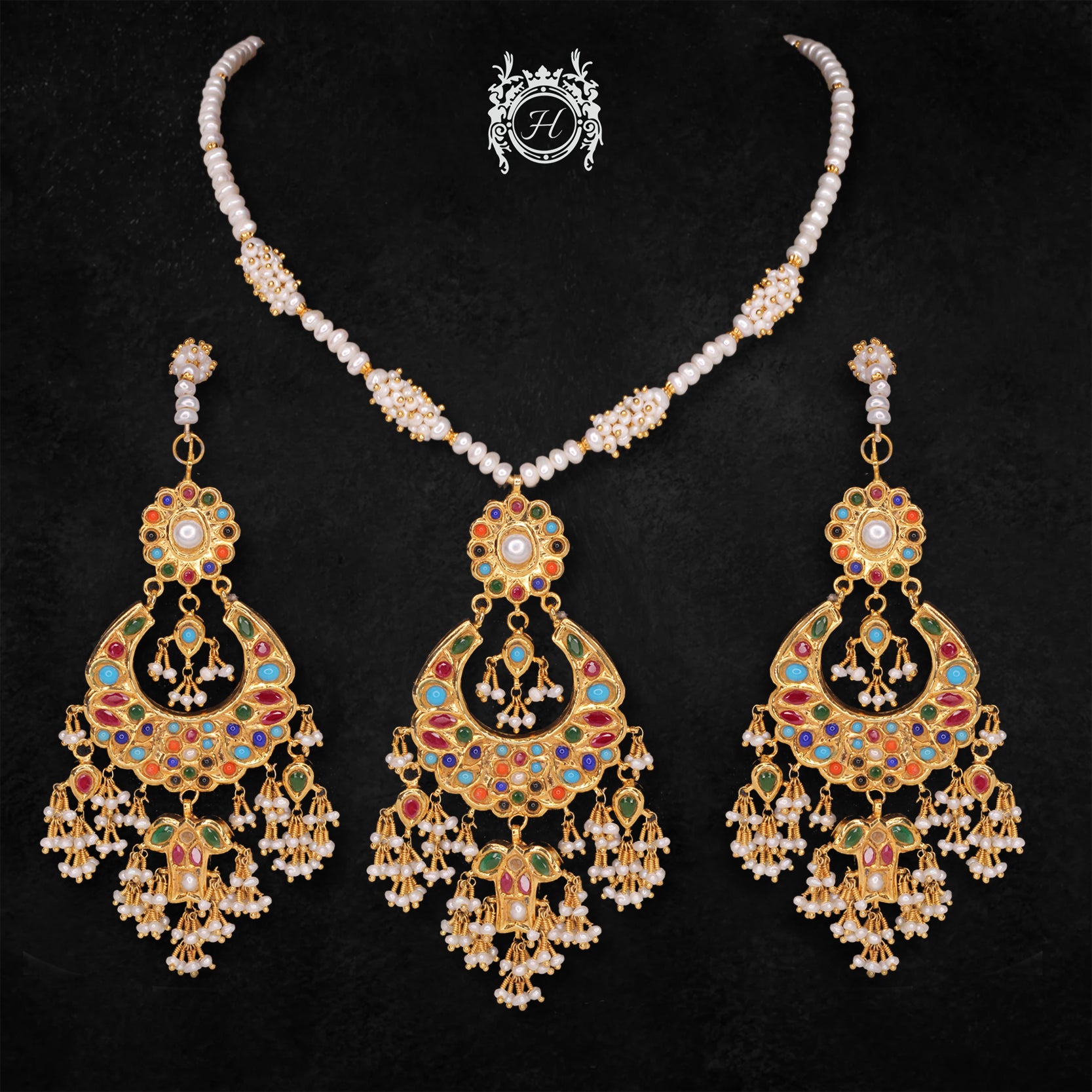 Dual Side Wearable Naurattan Pendant Necklace - Elegant Boho Jewelry for Women - Perfect for Everyday Wear, Parties & Gifts