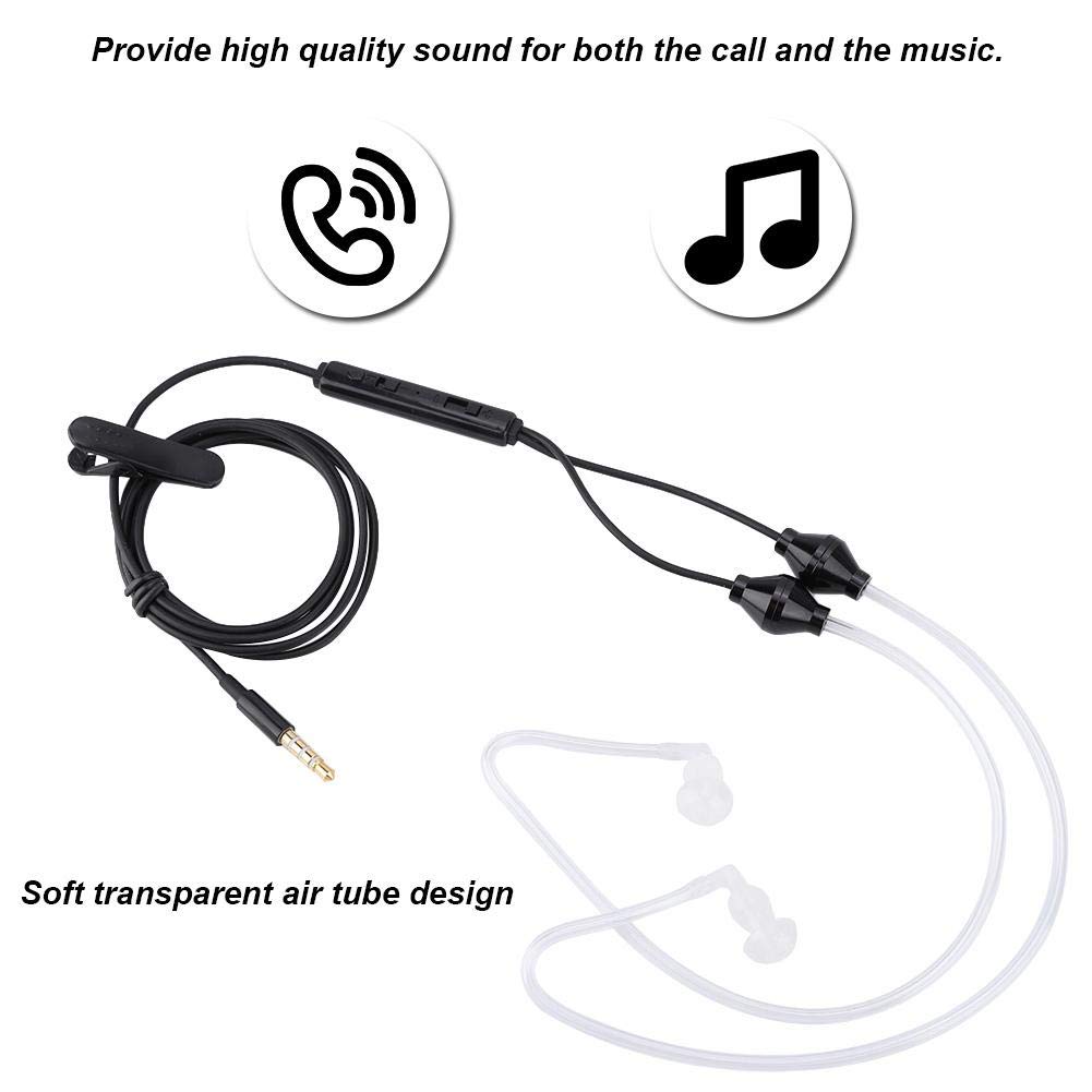 Professional 3.5mm Walkie Talkie Earpiece with Microphone - Noise Cancelling Radio Headset with Acoustic Tube, CTIA/OMTP Stereo Mode & Radiation Protection - Ideal for Security, Construction, Event Staff & Outdoor Activities (1M, Black)